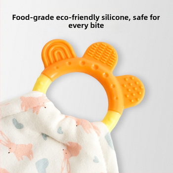 Bērnu siekalas dvielis ar pārtikas klases silikona zobu žaunu, kokvilnas džersija un samta audums, absorbējošs, vecums 0–3 gadi, drošības klase A