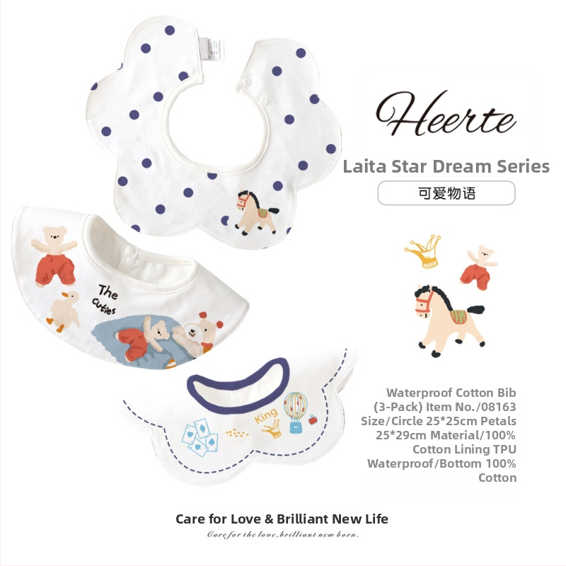 3 komplekti zīdaiņu bib, ūdensizturīgas kokosvilnas, piemēroti zīdaiņiem un 0–3 gadu vecumā, dzīvnieku motīvi