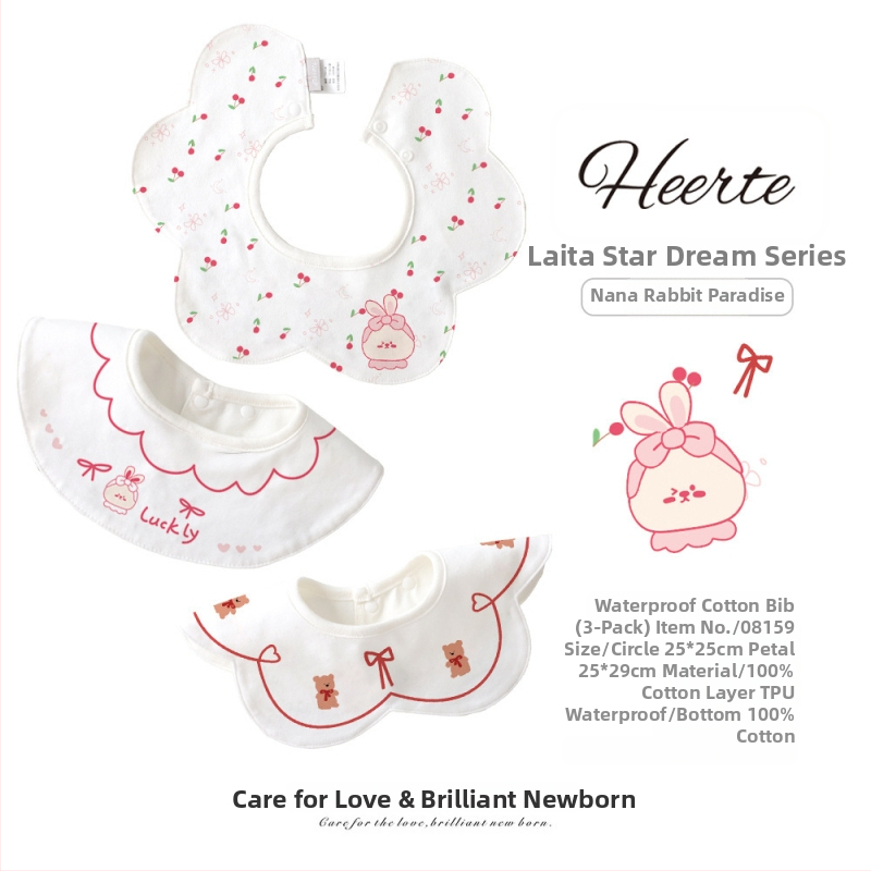 3 komplekti zīdaiņu bib, ūdensizturīgas kokosvilnas, piemēroti zīdaiņiem un 0–3 gadu vecumā, dzīvnieku motīvi