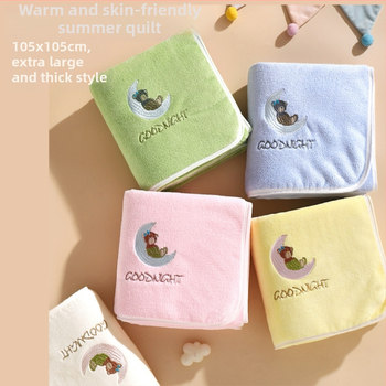 Beebide korallfliisist vannirätik, paksendatud sügisel ja talvel, klass A, pehme ja imav, 150D, 300–400 g, tikand ja vooder, karikatuurimuster