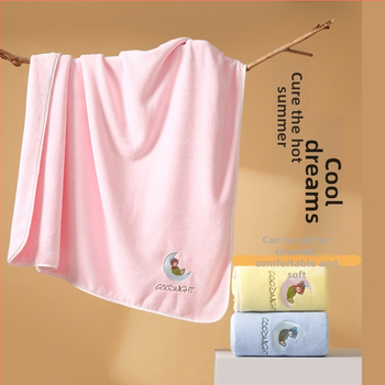 Beebide korallfliisist vannirätik, paksendatud sügisel ja talvel, klass A, pehme ja imav, 150D, 300–400 g, tikand ja vooder, karikatuurimuster