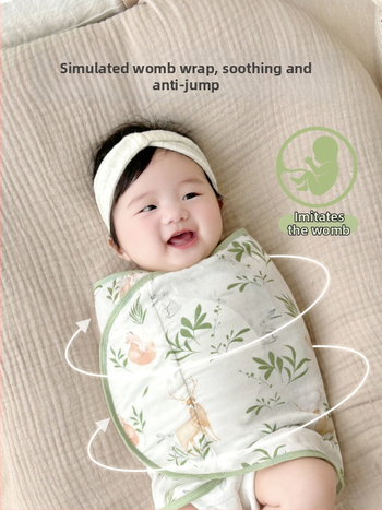 Četrslāņu bambusa šķiedras zīdaiņu šūpošanas wrap vasaras un pavasara lietošanai ar karikatūras rakstu, zīdaiņiem (0–12 mēneši, līdz 80 cm)