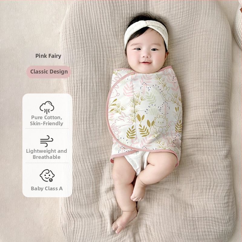 Četrslāņu bambusa šķiedras zīdaiņu šūpošanas wrap vasaras un pavasara lietošanai ar karikatūras rakstu, zīdaiņiem (0–12 mēneši, līdz 80 cm)