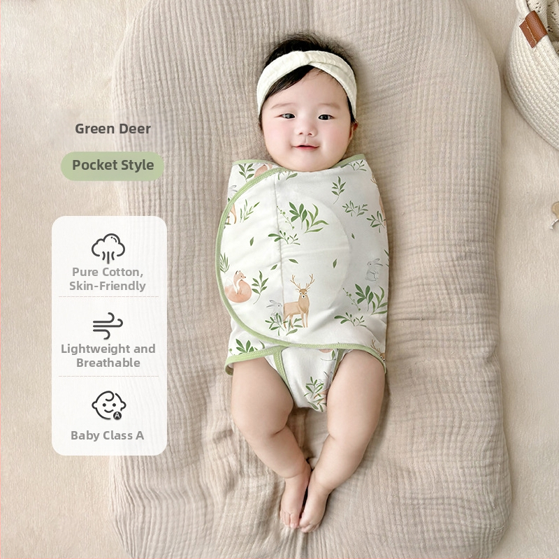 Četrslāņu bambusa šķiedras zīdaiņu šūpošanas wrap vasaras un pavasara lietošanai ar karikatūras rakstu, zīdaiņiem (0–12 mēneši, līdz 80 cm)