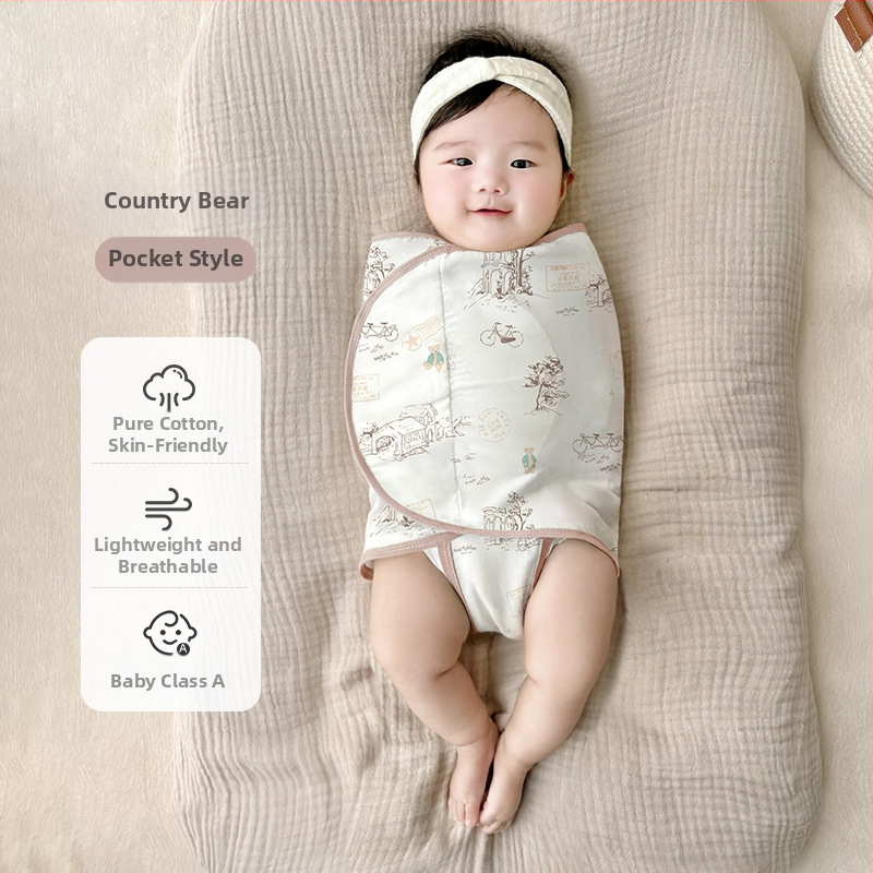 Četrslāņu bambusa šķiedras zīdaiņu šūpošanas wrap vasaras un pavasara lietošanai ar karikatūras rakstu, zīdaiņiem (0–12 mēneši, līdz 80 cm)