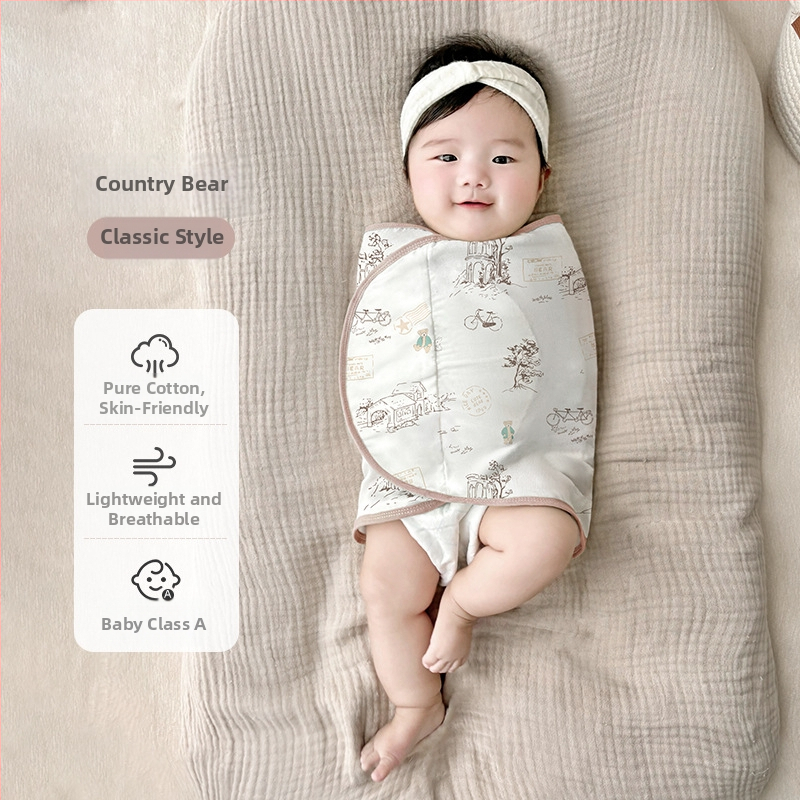 Četrslāņu bambusa šķiedras zīdaiņu šūpošanas wrap vasaras un pavasara lietošanai ar karikatūras rakstu, zīdaiņiem (0–12 mēneši, līdz 80 cm)