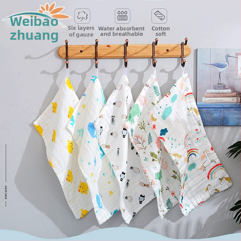 Kuuekihiline puuvillane beebide käterätt, marli näopäevik, kõrge tihedusega Seersucker