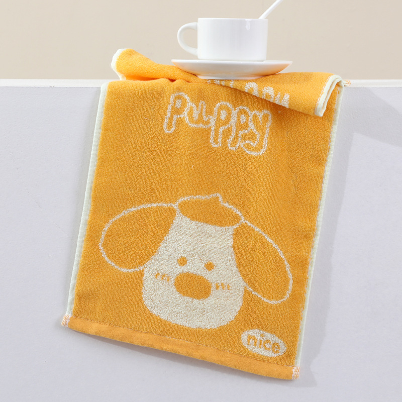 Bērnu sejas dvielis no kokvilnas ar džakarda audumu, 32S diegi, svars 50–80 g, ar motīviem karikatūras, dzīvnieki, ģeometriski