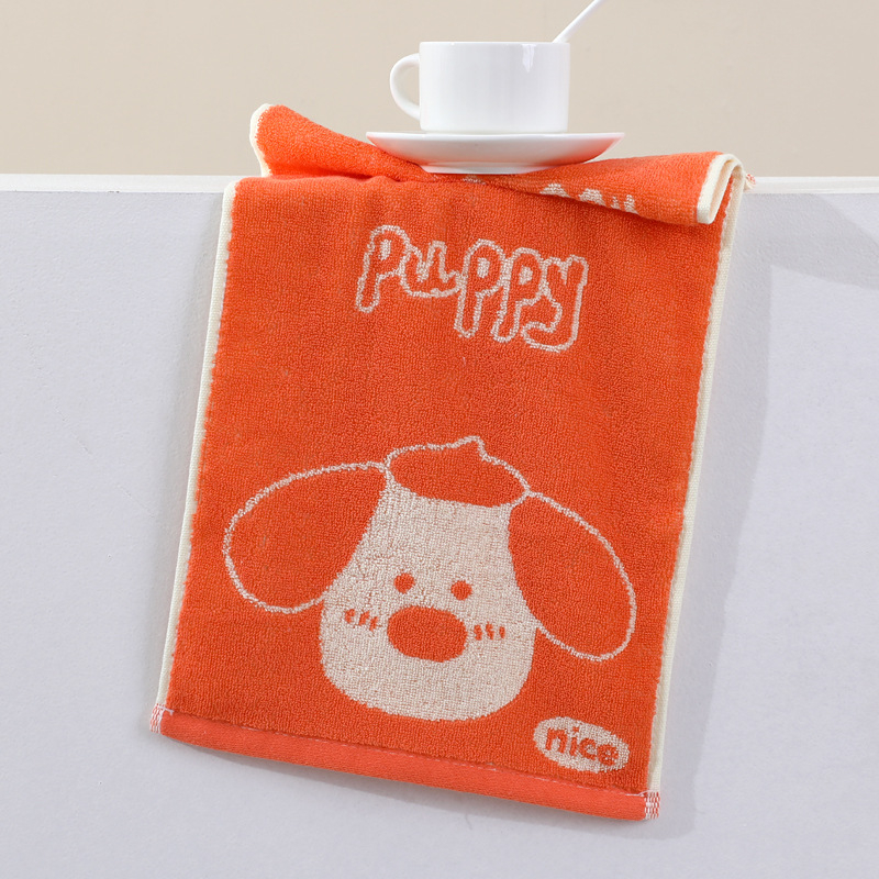 Bērnu sejas dvielis no kokvilnas ar džakarda audumu, 32S diegi, svars 50–80 g, ar motīviem karikatūras, dzīvnieki, ģeometriski