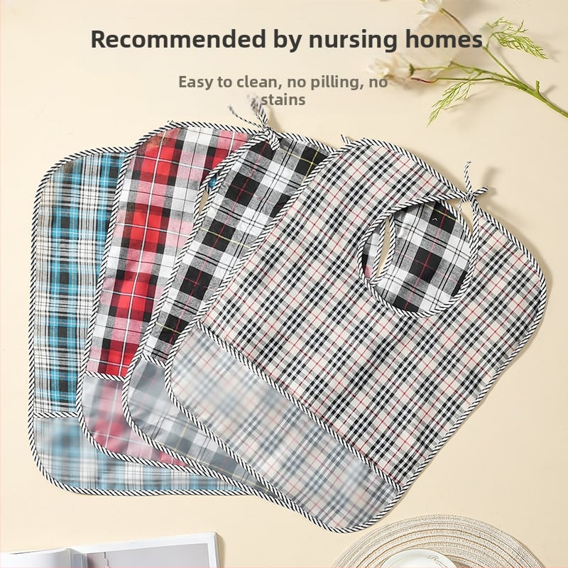 Unisex pieaugušo ūdensizturīgs ēšanas bibs, poliesteru–kokvilnas audums, plaid raksts, drošības klase A