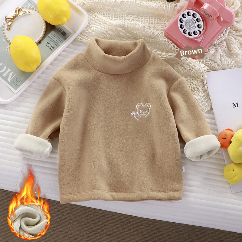 Bērnu biezs pamata tops ziemai, korejiešu stilā, ar izšuvumu lāčuks, garas piedurknes