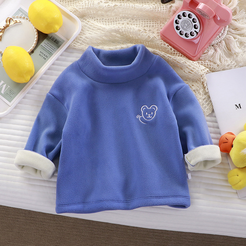 Bērnu biezs pamata tops ziemai, korejiešu stilā, ar izšuvumu lāčuks, garas piedurknes