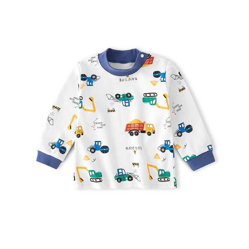 Bērnu garām piedurknēm tops ar augstu kaklu, 100% kokvilna, unisex, pavasaris un rudens