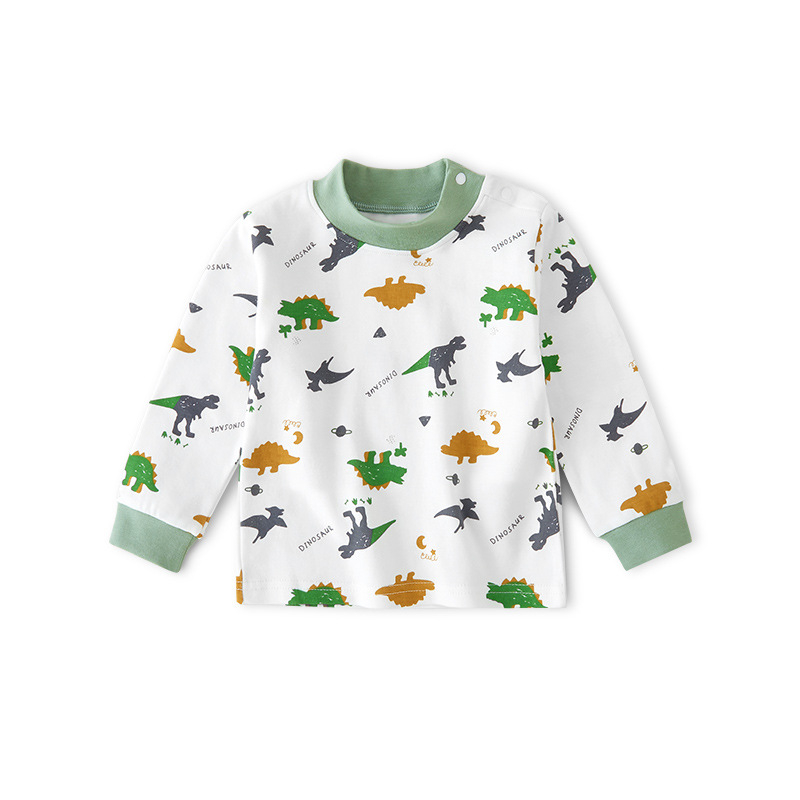 Bērnu garām piedurknēm tops ar augstu kaklu, 100% kokvilna, unisex, pavasaris un rudens