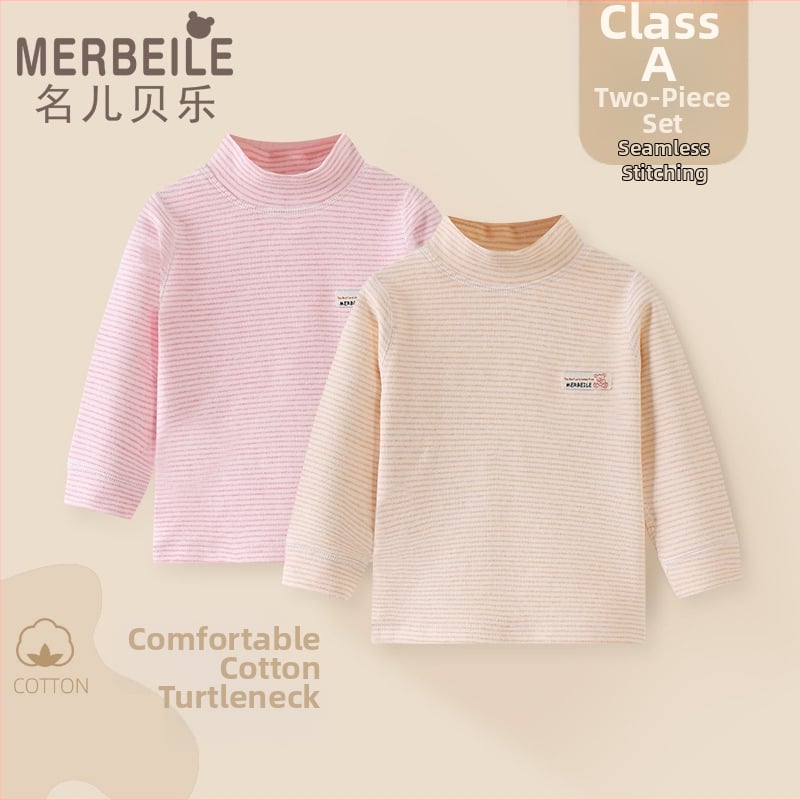 Bērnu pamata garā krekliņš ar vidēji augstu kaklu ziemai, universāls, vecums 1–3 gadi, 95% kokvilnas