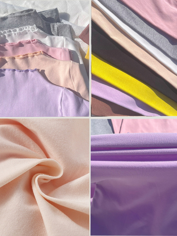 Bērnu kokvilnas garās piedurknes blūze ar elastīgu malu un mežģīni, vienkrāsaina, mīksta apdare