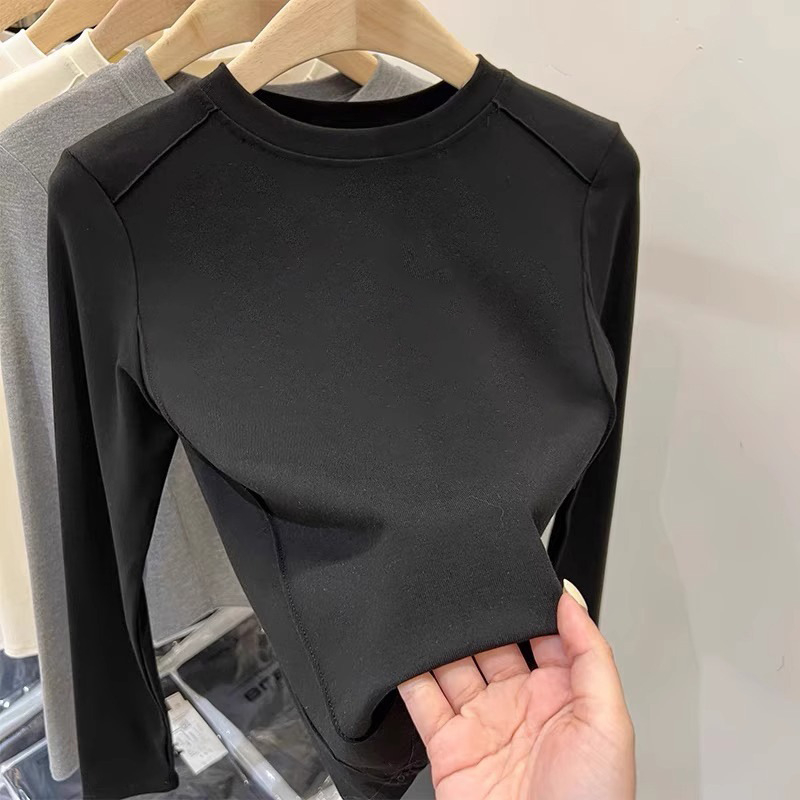 Bērnu tops ar garām piedurknēm, fleece oderi, apaļš kakls, poliesters