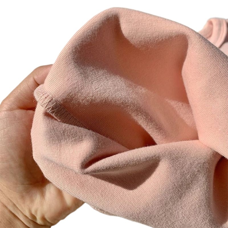 Bērnu garām piedurknēm T-krekls ar apaļu kaklu, enzīmu mazgāšana, trušu kažokādas audums, zīdaiņiem 0–1 gadi