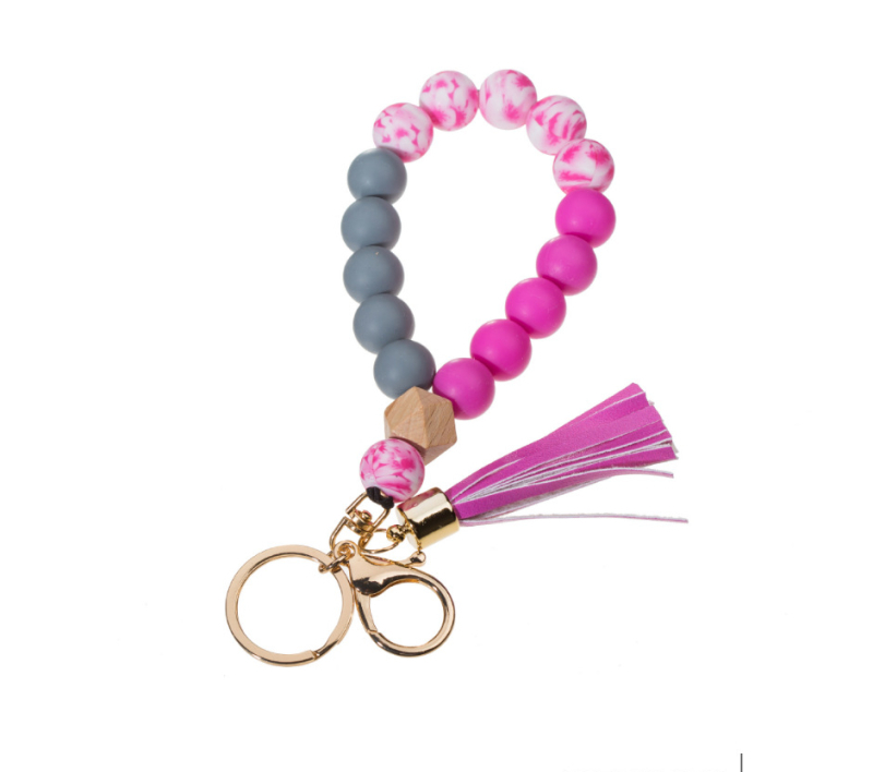 Silikona pirkstu rokassprādzes atslēgu piekariņš ar PU fiksu – leopardu raksts, dekoratīvs aksesuārs (Materiāls: Silikons; Stils: Dabas, Sievietes; Logo drukāšana: Iespējama; Forma: Cits; Funkcija: Dekorēšana)