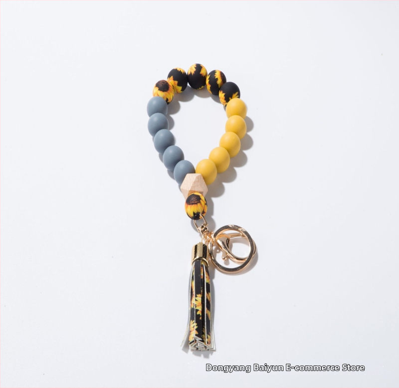 Silikona pirkstu rokassprādzes atslēgu piekariņš ar PU fiksu – leopardu raksts, dekoratīvs aksesuārs (Materiāls: Silikons; Stils: Dabas, Sievietes; Logo drukāšana: Iespējama; Forma: Cits; Funkcija: Dekorēšana)