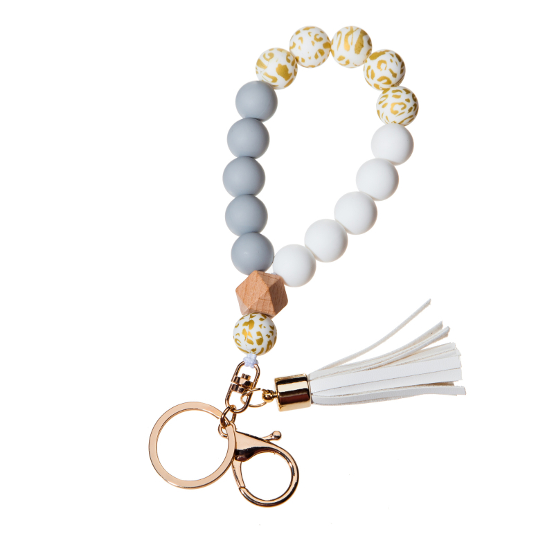 Silikona pirkstu rokassprādzes atslēgu piekariņš ar PU fiksu – leopardu raksts, dekoratīvs aksesuārs (Materiāls: Silikons; Stils: Dabas, Sievietes; Logo drukāšana: Iespējama; Forma: Cits; Funkcija: Dekorēšana)