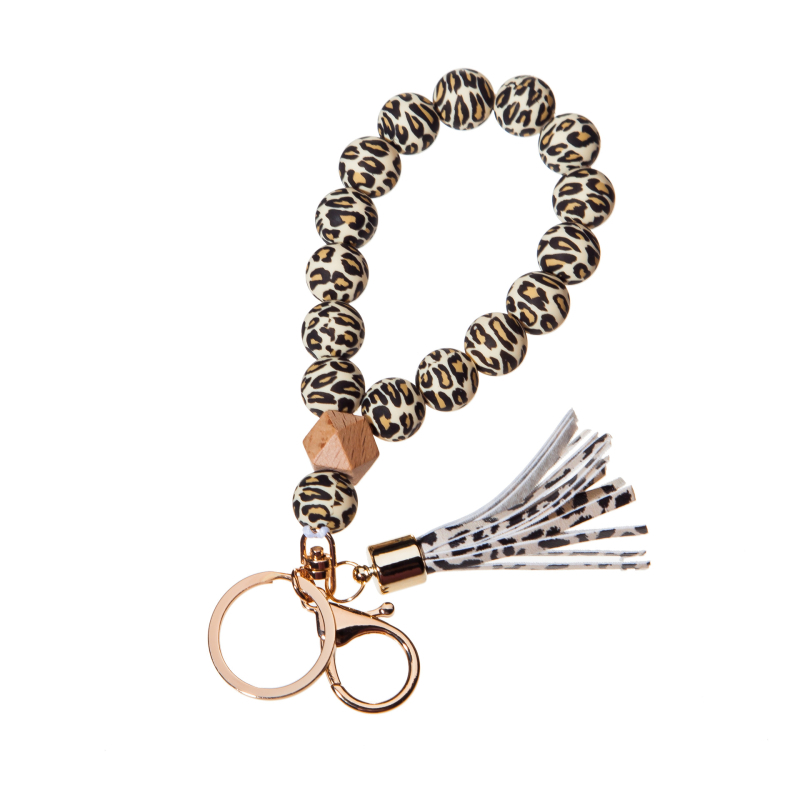 Silikona pirkstu rokassprādzes atslēgu piekariņš ar PU fiksu – leopardu raksts, dekoratīvs aksesuārs (Materiāls: Silikons; Stils: Dabas, Sievietes; Logo drukāšana: Iespējama; Forma: Cits; Funkcija: Dekorēšana)
