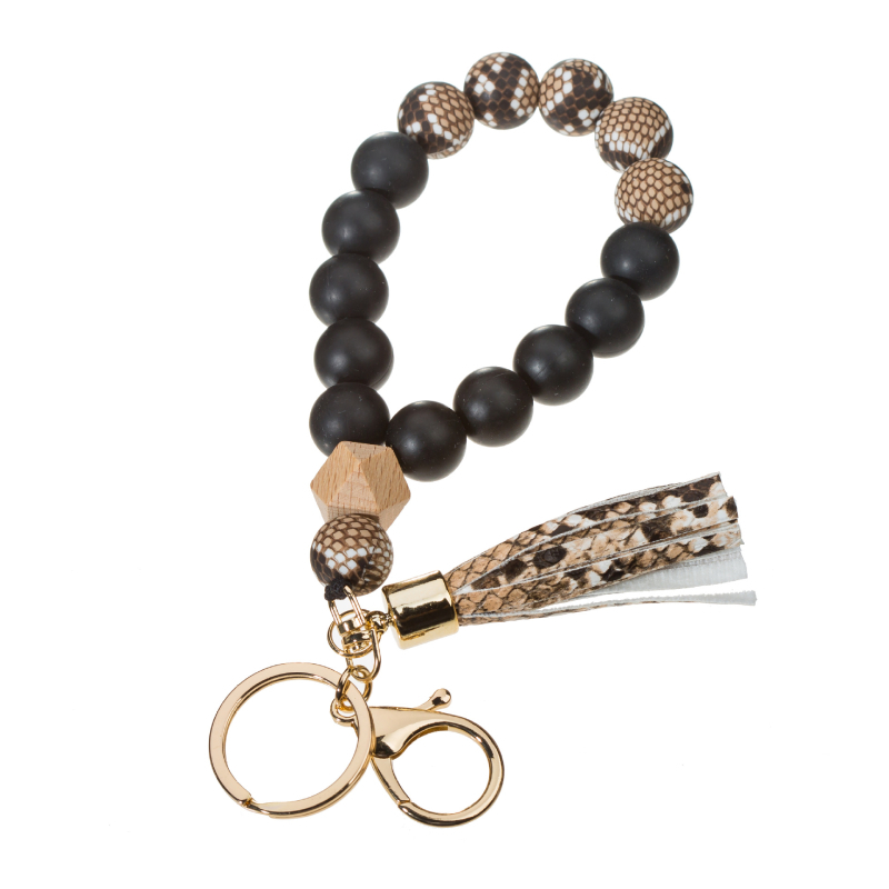 Silikona pirkstu rokassprādzes atslēgu piekariņš ar PU fiksu – leopardu raksts, dekoratīvs aksesuārs (Materiāls: Silikons; Stils: Dabas, Sievietes; Logo drukāšana: Iespējama; Forma: Cits; Funkcija: Dekorēšana)