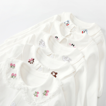 Unisex bērnu T-krekls ar garām piedurknēm, apaļas kakla līnija, 90% kokvilna, Korejas stils