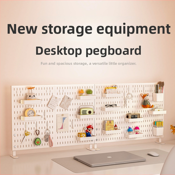 Darba galda uzglabāšanas plaukts ar perforētu paneli - vertikālais organizators austiņām, 1 kārta, plastmasa, minimālistisks stils