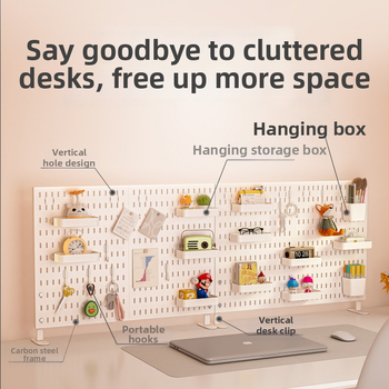 Darba galda uzglabāšanas plaukts ar perforētu paneli - vertikālais organizators austiņām, 1 kārta, plastmasa, minimālistisks stils