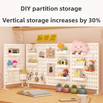 Darba galda uzglabāšanas plaukts ar perforētu paneli - vertikālais organizators austiņām, 1 kārta, plastmasa, minimālistisks stils