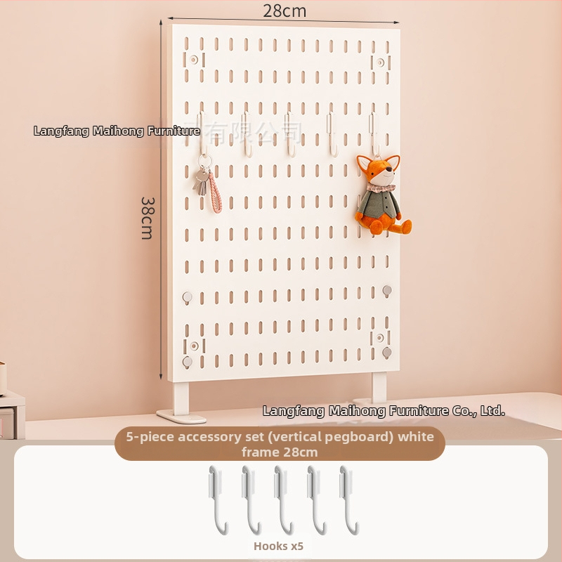 Darba galda uzglabāšanas plaukts ar perforētu paneli - vertikālais organizators austiņām, 1 kārta, plastmasa, minimālistisks stils