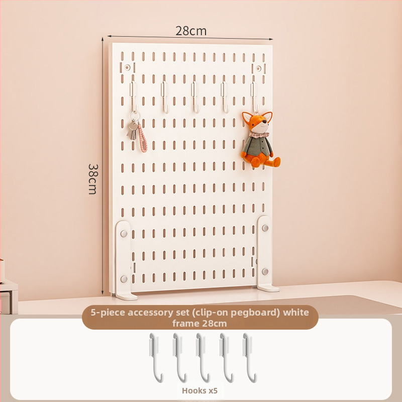 Darba galda uzglabāšanas plaukts ar perforētu paneli - vertikālais organizators austiņām, 1 kārta, plastmasa, minimālistisks stils