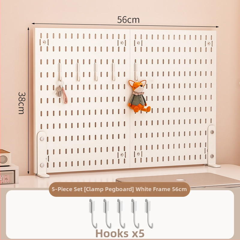 Darba galda uzglabāšanas plaukts ar perforētu paneli - vertikālais organizators austiņām, 1 kārta, plastmasa, minimālistisks stils