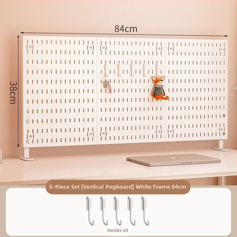 Darba galda uzglabāšanas plaukts ar perforētu paneli - vertikālais organizators austiņām, 1 kārta, plastmasa, minimālistisks stils