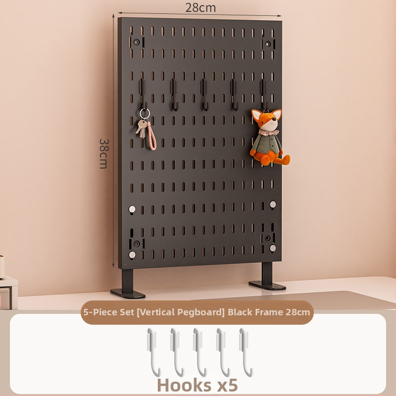 Darba galda uzglabāšanas plaukts ar perforētu paneli - vertikālais organizators austiņām, 1 kārta, plastmasa, minimālistisks stils