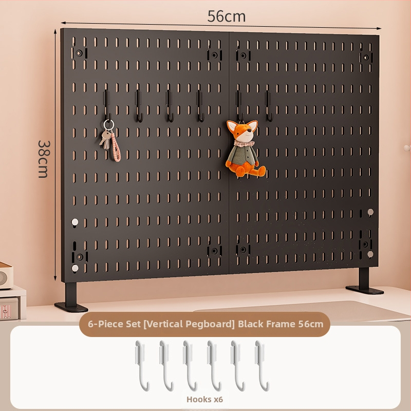 Darba galda uzglabāšanas plaukts ar perforētu paneli - vertikālais organizators austiņām, 1 kārta, plastmasa, minimālistisks stils