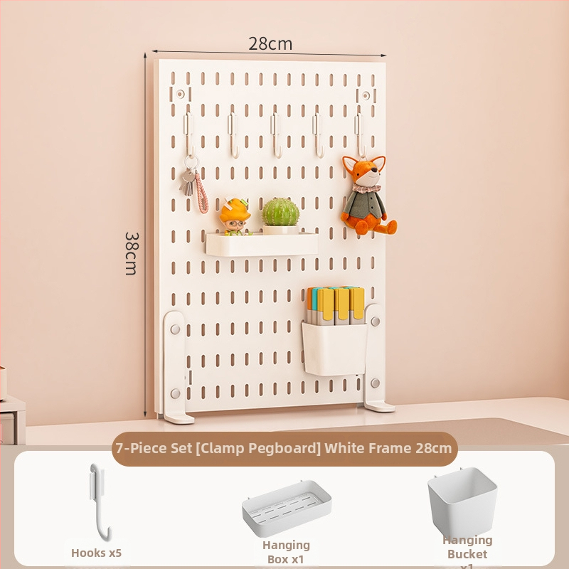 Darba galda uzglabāšanas plaukts ar perforētu paneli - vertikālais organizators austiņām, 1 kārta, plastmasa, minimālistisks stils