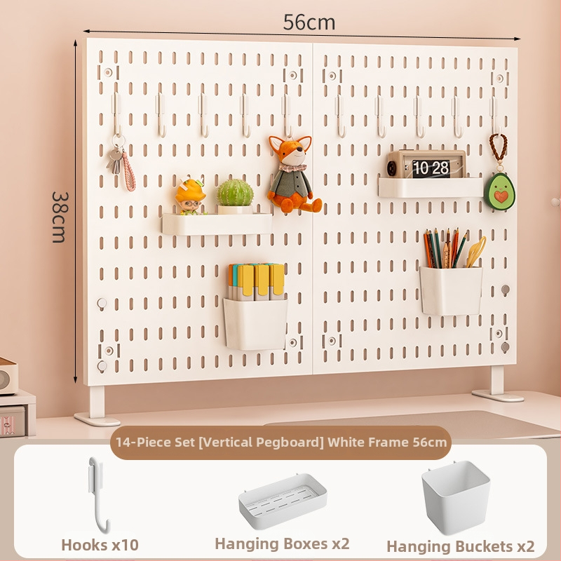 Darba galda uzglabāšanas plaukts ar perforētu paneli - vertikālais organizators austiņām, 1 kārta, plastmasa, minimālistisks stils