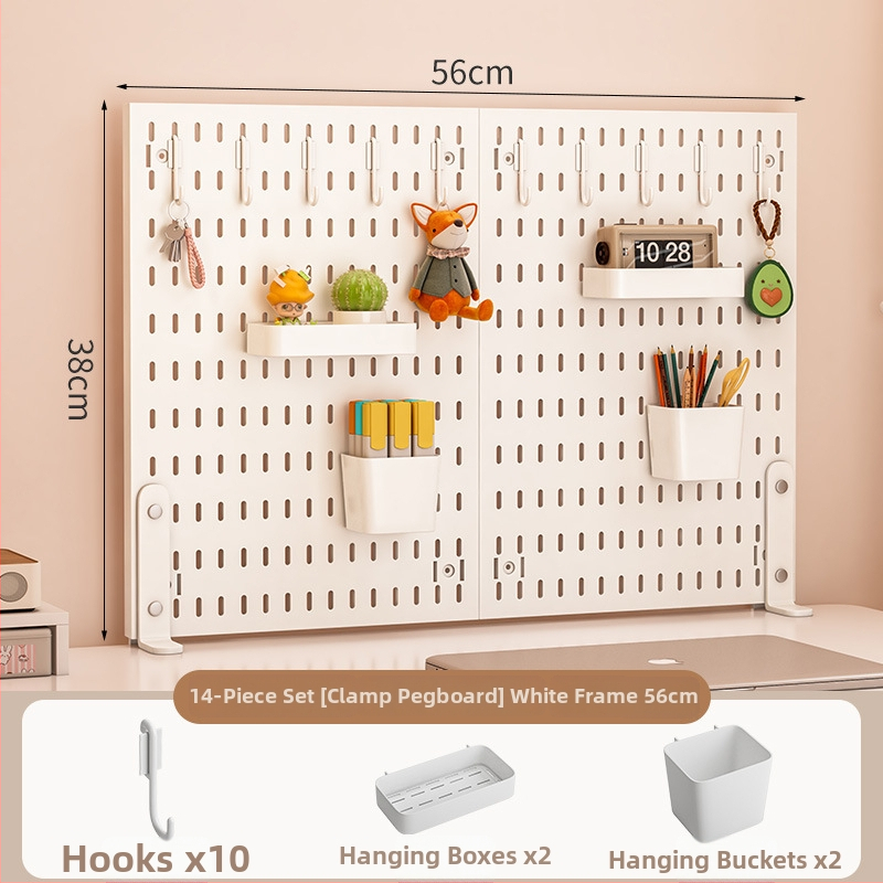 Darba galda uzglabāšanas plaukts ar perforētu paneli - vertikālais organizators austiņām, 1 kārta, plastmasa, minimālistisks stils