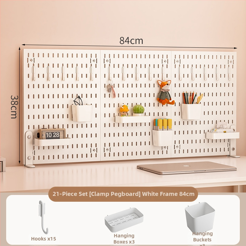 Darba galda uzglabāšanas plaukts ar perforētu paneli - vertikālais organizators austiņām, 1 kārta, plastmasa, minimālistisks stils