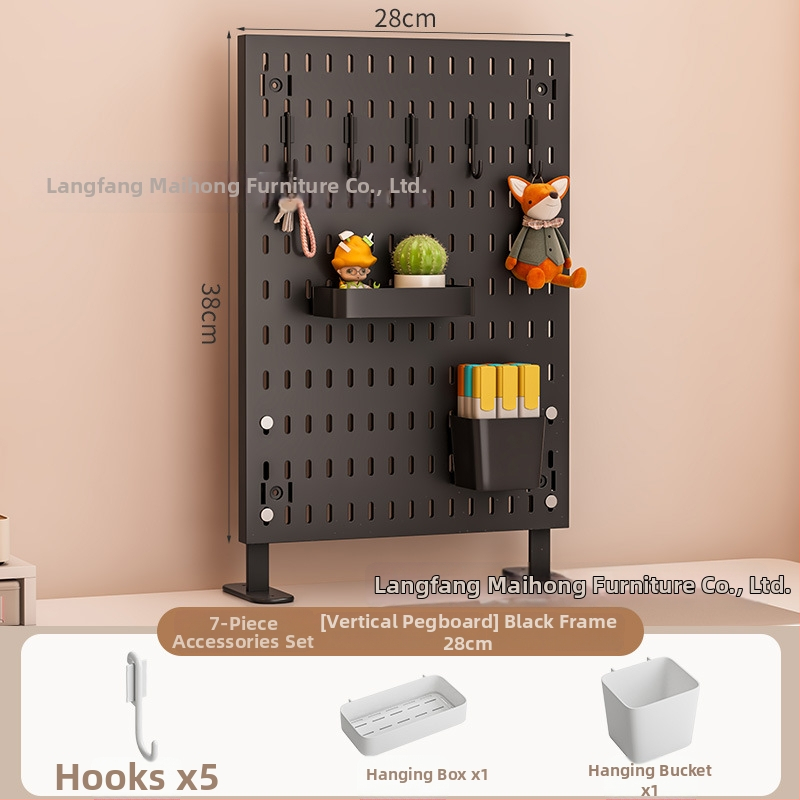 Darba galda uzglabāšanas plaukts ar perforētu paneli - vertikālais organizators austiņām, 1 kārta, plastmasa, minimālistisks stils