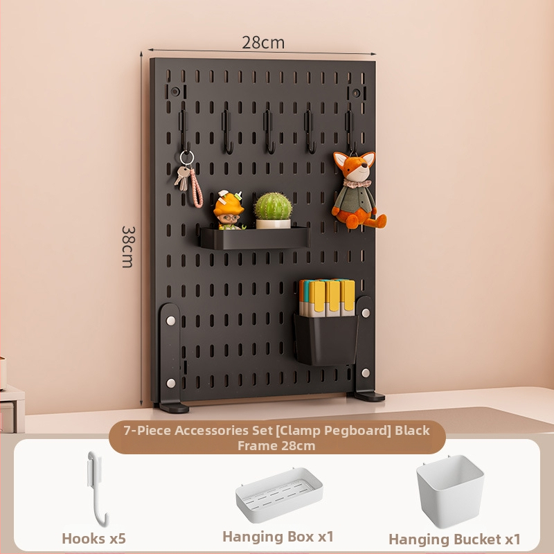 Darba galda uzglabāšanas plaukts ar perforētu paneli - vertikālais organizators austiņām, 1 kārta, plastmasa, minimālistisks stils