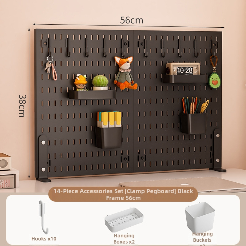 Darba galda uzglabāšanas plaukts ar perforētu paneli - vertikālais organizators austiņām, 1 kārta, plastmasa, minimālistisks stils