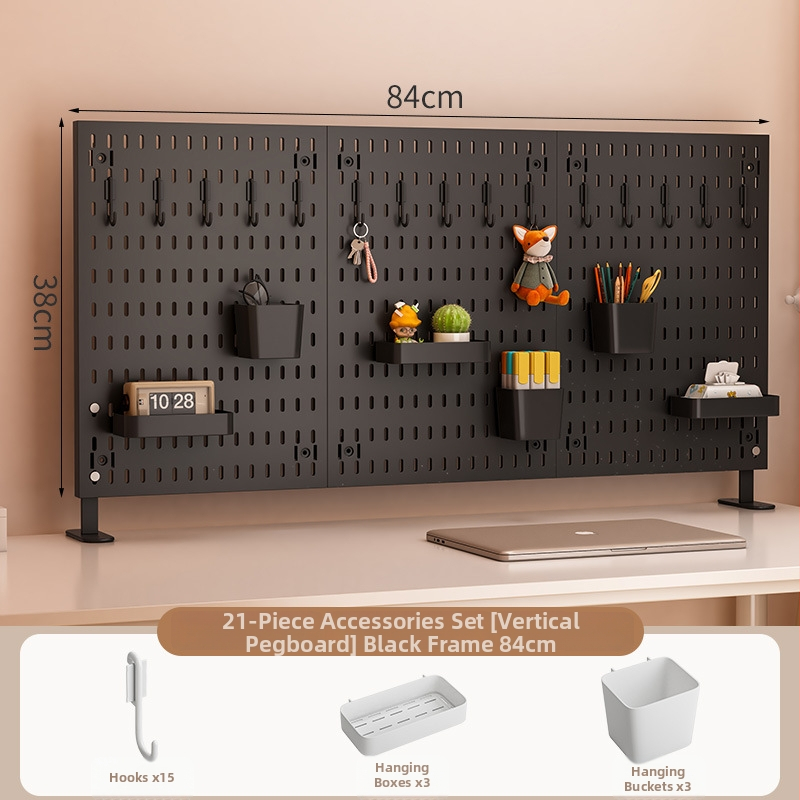 Darba galda uzglabāšanas plaukts ar perforētu paneli - vertikālais organizators austiņām, 1 kārta, plastmasa, minimālistisks stils