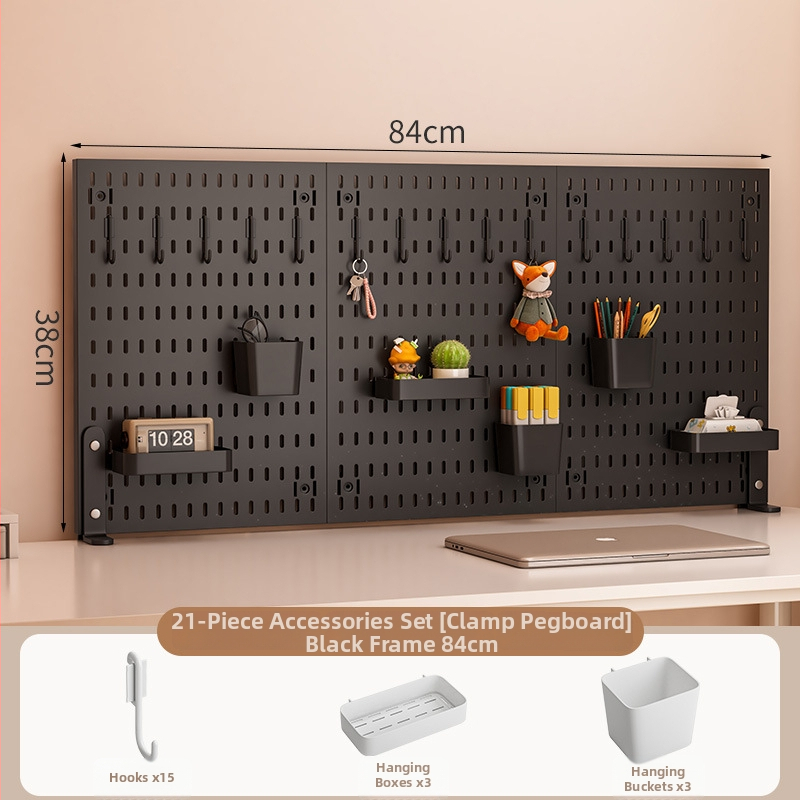 Darba galda uzglabāšanas plaukts ar perforētu paneli - vertikālais organizators austiņām, 1 kārta, plastmasa, minimālistisks stils