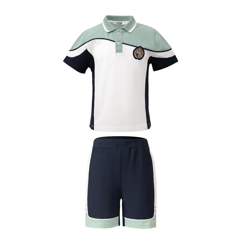 Комплект от две части училищна униформа с къс ръкав, унисекс, памук 50–70%, лято 2024, спортен стил