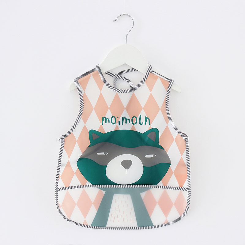 Ūdensdrošs EVA ēdienreizes bibs bērniem, ar dzīvnieku rakstu, piemērots 1–3 gadu vecuma bērniem