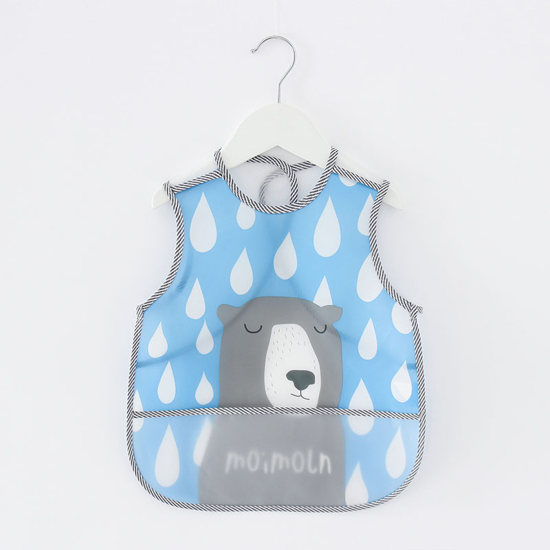 Ūdensdrošs EVA ēdienreizes bibs bērniem, ar dzīvnieku rakstu, piemērots 1–3 gadu vecuma bērniem