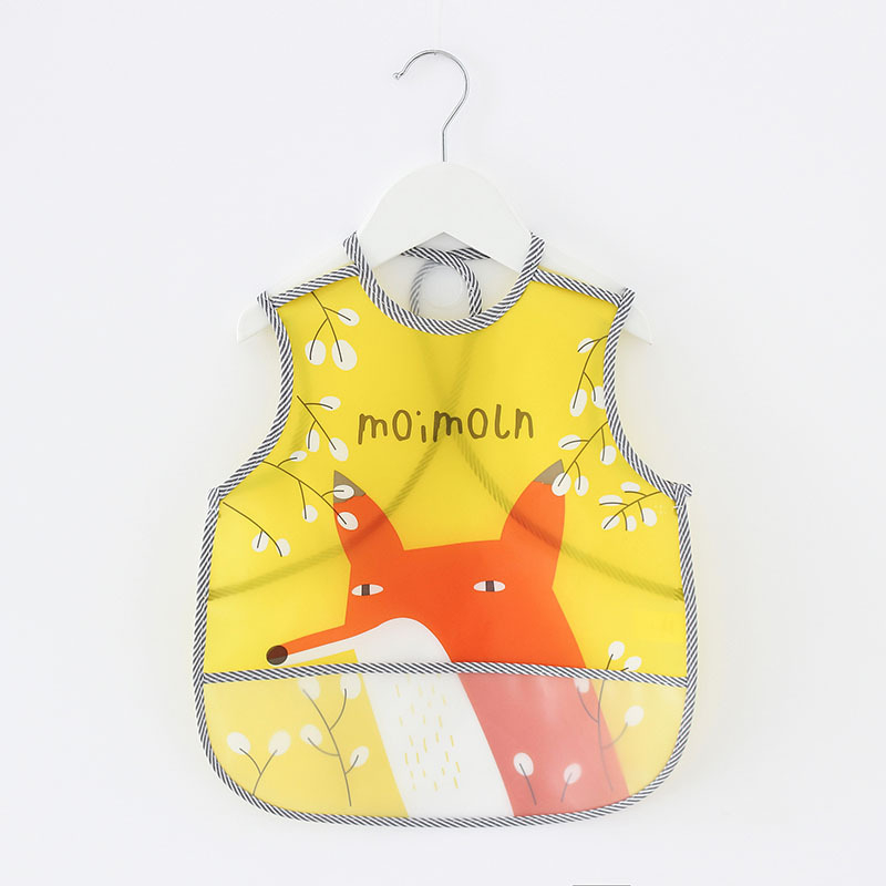 Ūdensdrošs EVA ēdienreizes bibs bērniem, ar dzīvnieku rakstu, piemērots 1–3 gadu vecuma bērniem